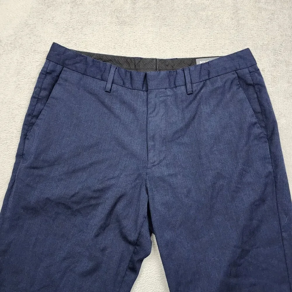 Bonobos Men’s Pants Size 34 Blue Slim Fit Flat Front Straight Leg Wool Blend